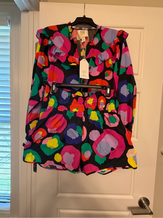 Emily Mccarthy Other - Emily McCarthy Pop Leopard Colorful Abstract Print Ruffle Jacket & Shorts Set